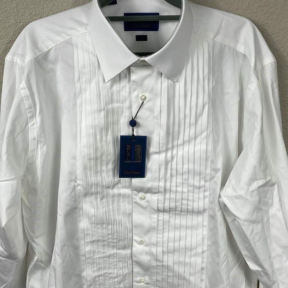 NWT David Donahue Trim Fit 18 Pleated Bib Front Formal Shirt White Sz 17.5 - Picture 3 of 13